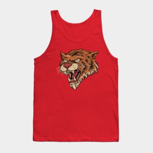 Tiger angry attack vintage retro illustration Tank Top